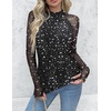 Zeagoo Long Sleeve Shirts for Women Sheer Mesh Top Mock Neck Fitted Blouses(Kt246)