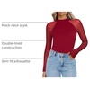 Zeagoo Long Sleeve Shirts for Women Sheer Mesh Top Mock Neck Fitted Blouses(Red)