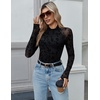 Zeagoo Long Sleeve Shirts for Women Sheer Mesh Top Mock Neck Fitted Blouses(Zw781)