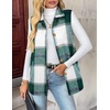 Zeagoo Plaid Vest for Women Flannel Jackets Sleeveless Button Down Shirts(Green-gz541)