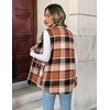 Zeagoo Plaid Vest for Women Flannel Jackets Sleeveless Button Down Shirts(Orange-gz526)