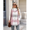 Zeagoo Plaid Vest for Women Flannel Jackets Sleeveless Button Down Shirts(Pink-gz695)
