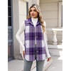 Zeagoo Plaid Vest for Women Flannel Jackets Sleeveless Button Down Shirts(Purple-gz680)