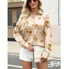 Zeagoo Satin Blouses for Women Silk Button Down Shirts Long Sleeve Tops(Champagne Floral)