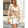 Zeagoo Satin Blouses for Women Silk Button Down Shirts Long Sleeve Tops(Champagne Floral)
