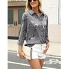 Zeagoo Satin Blouses for Women Silk Button Down Shirts Long Sleeve Tops(Silver Floral)