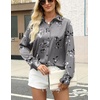 Zeagoo Satin Blouses for Women Silk Button Down Shirts Long Sleeve Tops(Silver Floral)