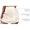 Zeagoo Skirts for Women High Waisted Stain Mini Skirt Aline Zipper Skirt(Beige)
