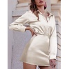 Zeagoo Skirts for Women High Waisted Stain Mini Skirt Aline Zipper Skirt(Beige)