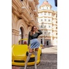 Zeagoo Skirts for Women High Waisted Stain Mini Skirt Aline Zipper Skirt(Blue)