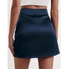 Zeagoo Skirts for Women High Waisted Stain Mini Skirt Aline Zipper Skirt(Navy Blue)