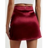 Zeagoo Skirts for Women High Waisted Stain Mini Skirt Aline Zipper Skirt(Wine Red)