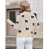 Zeagoo Sweaters for Women Cropped Crewneck Basic 2026 Trendy Fall Tops(Black Bow)