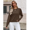 Zeagoo Sweaters for Women Cropped Crewneck Basic 2026 Trendy Fall Tops(Brown)