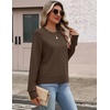 Zeagoo Sweaters for Women Cropped Crewneck Basic 2026 Trendy Fall Tops(Brown)