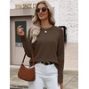 Zeagoo Sweaters for Women Cropped Crewneck Basic 2026 Trendy Fall Tops(Brown)