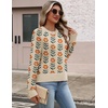 Zeagoo Sweaters for Women Cropped Crewneck Basic 2026 Trendy Fall Tops(Floral Apricot)