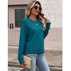 Zeagoo Sweaters for Women Cropped Crewneck Basic 2026 Trendy Fall Tops(Lake Blue)