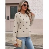 Zeagoo Sweaters for Women Cropped Crewneck Basic 2026 Trendy Fall Tops(Polka Dot)