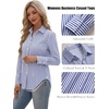 Zeagoo Women’s Button Down Shirts Long Sleeve Business Casual Blouses Tops(Blue Stripes)