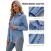 Zeagoo Women’s Button Down Shirts Long Sleeve Business Casual Blouses Tops(Grey Blue)