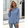 Zeagoo Women’s Button Down Shirts Long Sleeve Business Casual Blouses Tops(Grey Blue)
