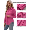 Zeagoo Women’s Button Down Shirts Long Sleeve Business Casual Blouses Tops(Hot Pink)