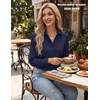 Zeagoo Women’s Button Down Shirts Long Sleeve Business Casual Blouses Tops(Navy Blue)
