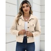 Zeagoo Womens Fashion Cropped Jacket Corduroy Button Down Long Sleeve Coats(Apricot)