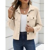 Zeagoo Womens Fashion Cropped Jacket Corduroy Button Down Long Sleeve Coats(Apricot)
