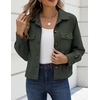 Zeagoo Womens Fashion Cropped Jacket Corduroy Button Down Long Sleeve Coats(Army Green)