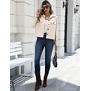Zeagoo Womens Fashion Cropped Jacket Corduroy Button Down Long Sleeve Coats(Beige)