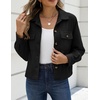Zeagoo Womens Fashion Cropped Jacket Corduroy Button Down Long Sleeve Coats(Black)