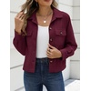 Zeagoo Womens Fashion Cropped Jacket Corduroy Button Down Long Sleeve Coats(Burgundy)