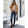 Zeagoo Womens Fashion Cropped Jacket Corduroy Button Down Long Sleeve Coats(Camel)