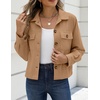 Zeagoo Womens Fashion Cropped Jacket Corduroy Button Down Long Sleeve Coats(Camel)