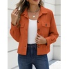 Zeagoo Womens Fashion Cropped Jacket Corduroy Button Down Long Sleeve Coats(Caramel)