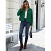 Zeagoo Womens Fashion Cropped Jacket Corduroy Button Down Long Sleeve Coats(Dark Green)