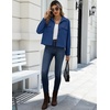 Zeagoo Womens Fashion Cropped Jacket Corduroy Button Down Long Sleeve Coats(Navy)