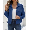 Zeagoo Womens Fashion Cropped Jacket Corduroy Button Down Long Sleeve Coats(Navy)