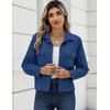 Zeagoo Womens Fashion Cropped Jacket Corduroy Button Down Long Sleeve Coats(Navy)