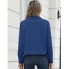 Zeagoo Womens Fashion Cropped Jacket Corduroy Button Down Long Sleeve Coats(Navy)