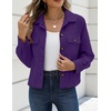 Zeagoo Womens Fashion Cropped Jacket Corduroy Button Down Long Sleeve Coats(Purple)