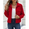 Zeagoo Womens Fashion Cropped Jacket Corduroy Button Down Long Sleeve Coats(Red)