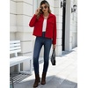 Zeagoo Womens Fashion Cropped Jacket Corduroy Button Down Long Sleeve Coats(Red)