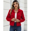 Zeagoo Womens Fashion Cropped Jacket Corduroy Button Down Long Sleeve Coats(Red)