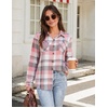 Zeagoo Womens Flannel Plaid Shirts Long Sleeve Button Down Tops Work Blouse(A-pink)