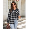 Zeagoo Womens Flannel Plaid Shirts Long Sleeve Button Down Tops Work Blouse(Black)