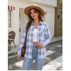 Zeagoo Womens Flannel Plaid Shirts Long Sleeve Button Down Tops Work Blouse(Blue White Plaid)