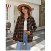 Zeagoo Womens Flannel Plaid Shirts Long Sleeve Button Down Tops Work Blouse(Brown)